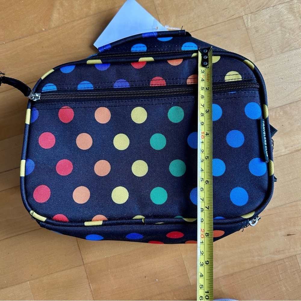 Travelers Club POLKA DOTS Insulated Lunch Cooler Bag, Rainbow, Black, 10 inches - Picture 15 of 17